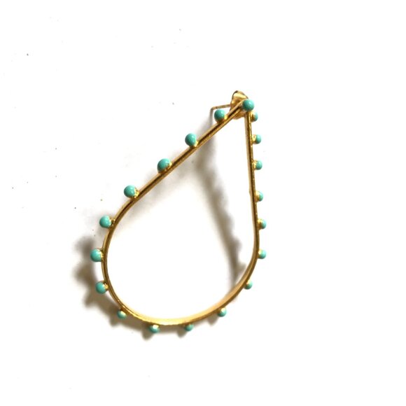 Sylvia Toledano Teardrop Dots Earrings Womens 22K Gold Plated Turquoise 3" Post - Picture 11 of 11